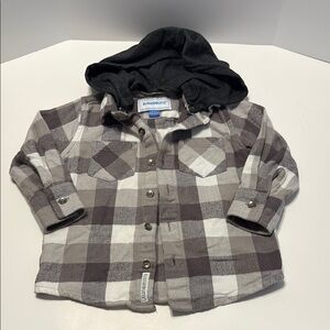 Gray and white Button Down Plaid Shirt